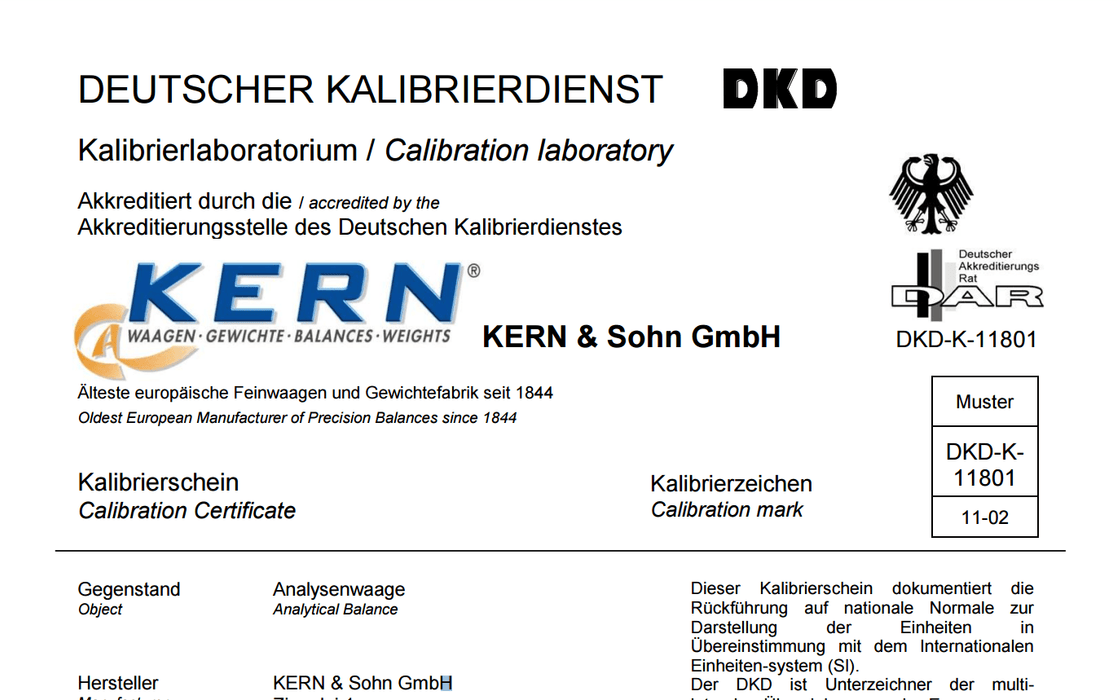 963-130H DAkkS-Certificate for electronical crane scales, [Max] > 350 kg - 1500 kg - Inscale Scales